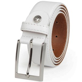 LINDENMANN Men's Leather Belt, 35 mm Wide, Belt, Men's Full Leather Belt, White, Size/Size: 115, Colour/Colour: White, White