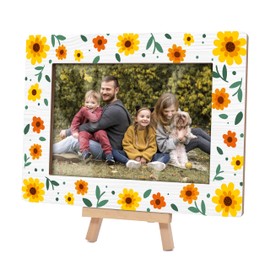 Cazhes Picture Frames 4x6, Floral Spring Wooden Photo Frame with Easel, Birthday Gifts for Flower Lovers Mom Friends Bedroom Desk Tabletop Decor (B15)