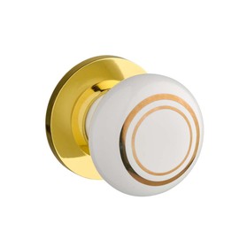 Designer Levers - Ceramic Round Door Knob - Polished Brass - 1 Pair - Fixings Included - 60mm Diameter - Interior Use