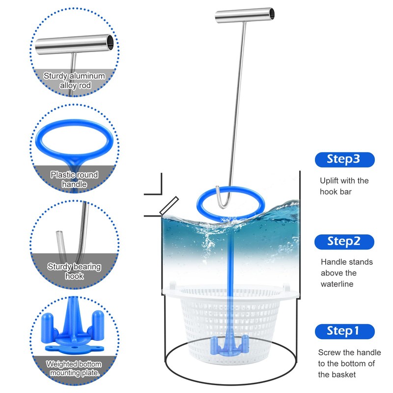 Jeyeou 2 Sets Skimmer Basket Handle, Universal Swimming Pool Skimmer