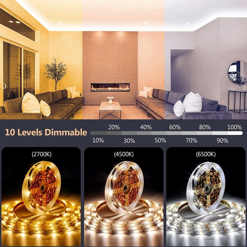 Wefomey White LED Strip Light 20M 1200 LEDs, 7200lm Dimmable