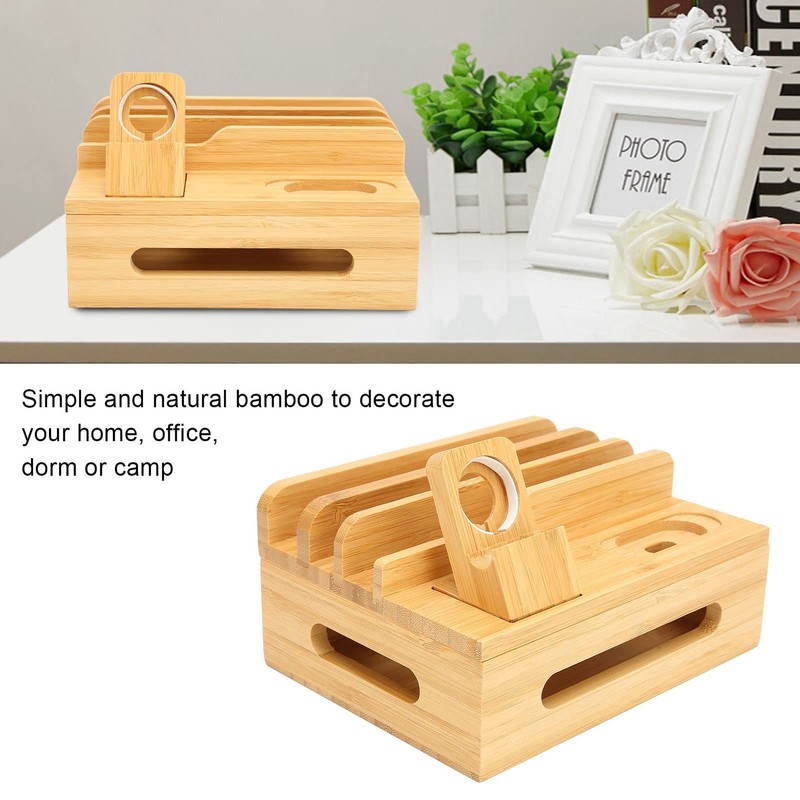 Bamboo Charging Station for Multiple Devices Charging Station Stand Rack