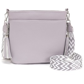 Paigtes Shoulder Bag Women's Medium Size Handbag Women's Leather PU Bag Women's Shoulder Bags Women's Bags with Wide Shoulder Strap and 4 Compartments, New Grey