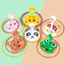 Animal Ring Toss Game Set, 6 Cartoon Bases & 36 Rings, Summer Beach Toss Ring Game, Party Favors & Birthday Gifts, Indoor Family & Adult Fun Activity