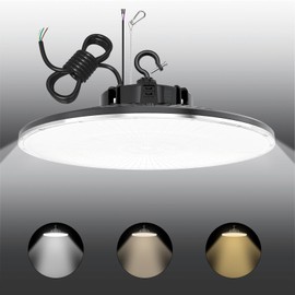UFO LED High Bay Lights 240W 200W 150W Adjustable, 3000K 4000K 5000K,140LM/W Dimmable Led High Bay Shop Light UL DLC IP65 Waterproof Commercial Bay Lighting for Workshop Garage Warehouse, AC100-277V