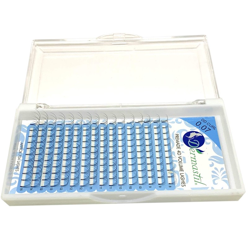 Dermastil 4D Premade Handmade Volume Eyelashes, Ready-to-Use Fan without Knots,