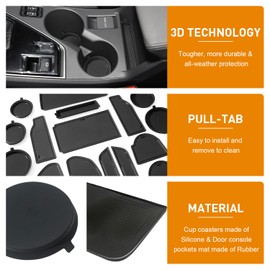 MOCHENT Cup Holder Inserts for Subaru Crosstrek Accessories 2024 2025 Subaru Impreza Accessories, Non-Slip 3D Cup Liners Center Console Liner Mats (20-pc, Black)
