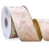 Ribbli Champagne Velvet Wired Ribbon 2.5 Inch Metallic Champagne Gold