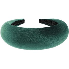 Womens Occasion Wedding Bridal Party Birthday Christmas Evening Wide Thick High Bump Padded Matador Velvet Velour Hair Hairband Headband Alice Band (Emerald, One Size)