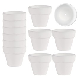 Mini macetas de arcilla de terracota blanca de 2 pulgadas con agujeros de drenaje para minúsculas hierbas de cactus lithop, pequeña maceta suculenta para el hogar, mesa de jardín, manualidades,
