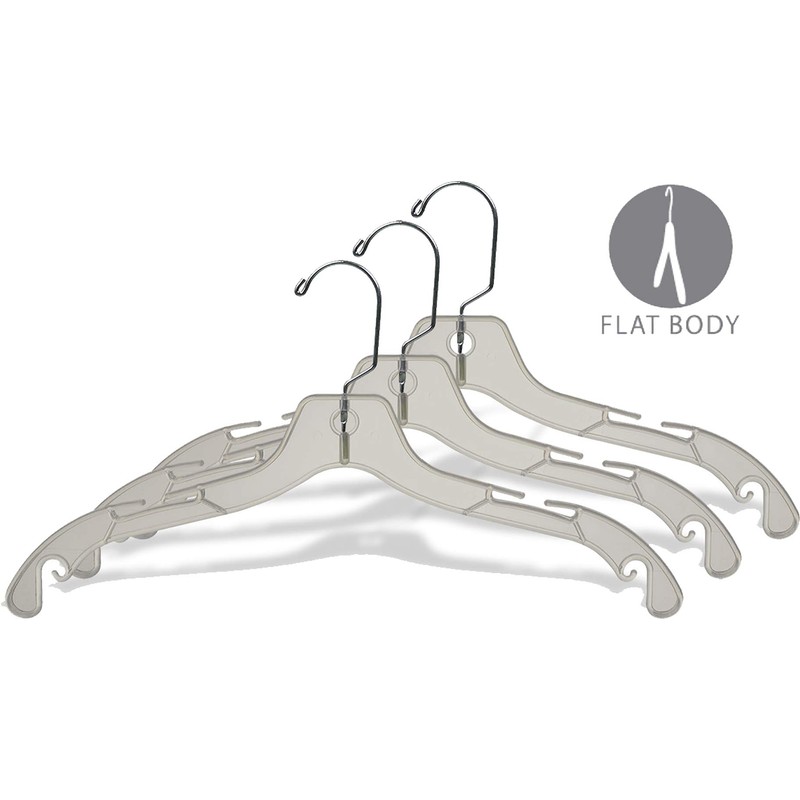 Extra Strong Clear Plastic Top Hanger with Notches and Swivel
