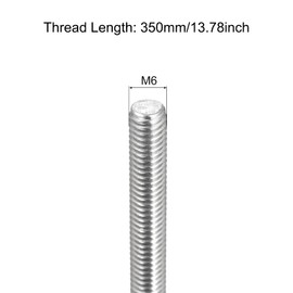 sourcing map Fully Threaded Rod M6 x 350mm 1mm Thread Pitch 304 Stainless Steel Right Hand Threaded Rods Bar Studs 4 Pack