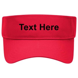 Your Own Text Cotton Twill Sun Visor for Men and Women - Red