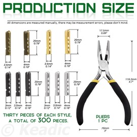 Keadic 301 Pcs Metal Shoelaces Tips Head Assorted Set with Flat Nose Pliers Kit, Silver/Gold/Gun black/Bronze 4 Holes Bullet Shaped Aglet Tips Shoe lace Ends Replacement for Sneakers Canvas DIY