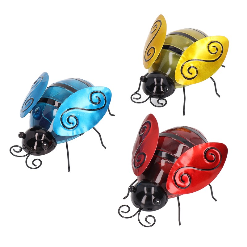 3pcs Solar Bee Lights Cute Innovative Iron Art Solar Powered