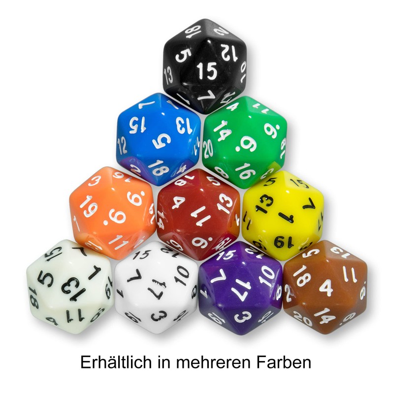 10x Polyhedral W20 Dice for Role and Tabletop Games (Blue)