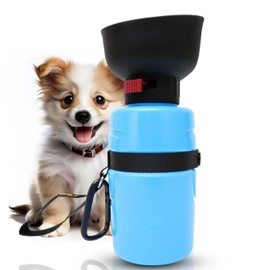 Dog Water Bottle with Food Treat Container 2 in 1, Travel Puppy Water Bowl, Portable Pet Dispenser, Dog Stuff Accessories Items, Puppy Essentials Necessities for Walking On The Go (Blue, 600ML)