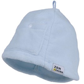 ZEN and Sauna Sauna Hat, Hair Damage, Deep Wear, Large, Men's, Women's, With Pockets, Easy Wash, Absorbent (JP, Alphabet, M, Light Blue)