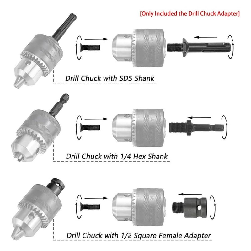 Durlo 3Pcs 1/2-20UNF Drill Chuck Converter Adapter, 1/2" Square Female