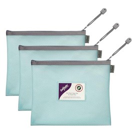 Snopake A5 High Capacity Pastel Blue EVA Mesh Zippa-Bag [Pack of 3] 240 x 130mm – Heavy Duty Bag with Hanging Loop and Business Card Holder [15901]