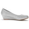 DREAM PAIRS Women's Debbie Mid Wedge Heel Pump Shoes,Size 10,Silver/Glitter,Debbie