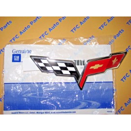 GM Chevy Corvette Front Cross Flags Emblem Factory OEM GM  New  2008-2012