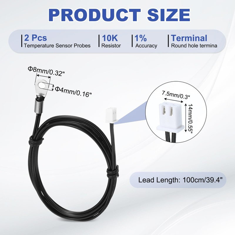 PATIKIL 10K NTC Temperature Sensor, 2 Pcs 40 Inch 1%