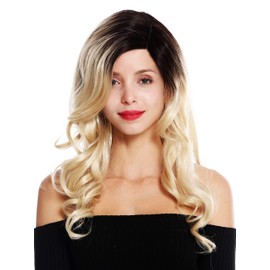 WIG ME UP - VK-25-MT women's quality wig partial monofilament parting long ombre black blonde highlights
