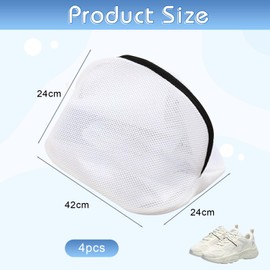 ZOCONE 4 PCS Shoe Washing Machine Bag Durable Laundry Shoe Bags for Washing Machine, Reusable Trainer Washing Machine Bag Mesh Shoe Laundry Bags with Zips, Shoe Washing Bag for Delicates Socks Bras