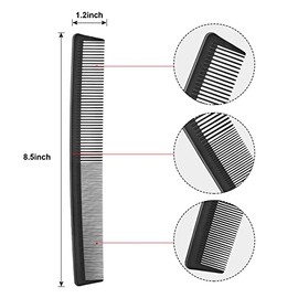Peines de corte de fibra de carbono negro para barbero de 3 unidades, peine de pelo de dientes finos, peines de peluquería resistentes al calor, peine
