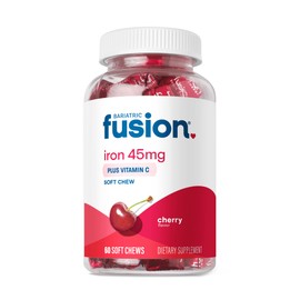 Bariatric Fusion Bariatric Fusion Iron Supplement for Women Anemia | Chewable Iron with Vitamin C | Cherry Flavored Soft Chew | Gentle on Stomach Ferrous Fumarate for Women and Men | Gluten Free | 60 Count