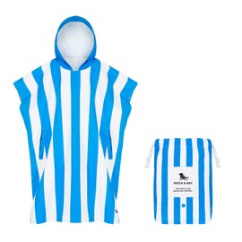 Dock & Bay Adult Beach Poncho - Hooded Towel with Deep Pockets - For Beach & Pool - Super Absorbent, Quick Dry - Cabana - Bondi Blue, Small (85x65cm, 33x26)