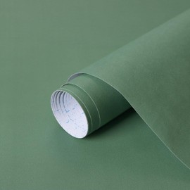 HeloHo Solid Green Wallpaper Matte Textured Peel and Stick Wall Paper Modern Self Adhesive Removable Waterproof Contact Paper for Living Room Bedroom Decor 394"X15.7"