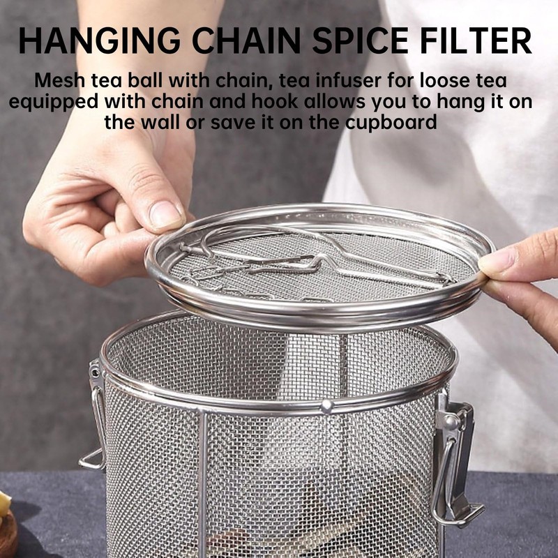 Spice Seasoning Strainer, Large Capacity Stainless Steel Tea Ball Mesh