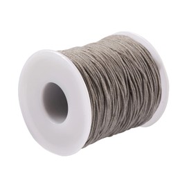 PandaHall 100 Yards/Roll Braided Cotton Cord 1mm Waxed Cotton Cord String for DIY Jewelry Making (Light Grey)