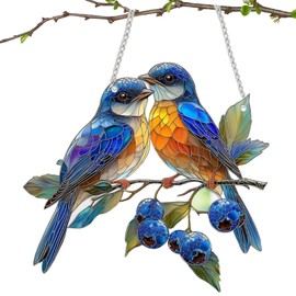 Elfinfi Hanging Window Decoration, Stained Glass Window Decoration, Bird, Crystal Decoration, Hanging Window Decoration, for Indoor and Outdoor Use, Home, Garden, Party Decoration