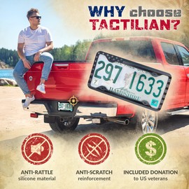 TACTILIAN Original Silicone American Flag License Plate Frame Holder - Subdued 3D Stars and Stripes USA Flag Gloss on Matte Cover for Car Truck Van SUV - License Plate Cover Auto Exterior Accessories