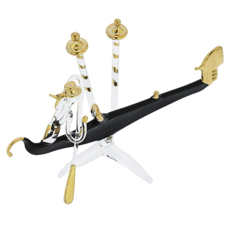 GlassOfVenice Murano Glass Flat Gondola with Gondolier