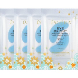 Pacifica Beauty Eye Bright Vitamin C Spot Serum Mask, Under Eye Patches, Brightening, Moisturizing, Plumping for all Skin Types, Plant-Based, Vegan + Cruelty Free, Blue, 4 Count