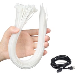 Coollooda Cable Ties 15.7 inches (400 mm), White, 50 Pieces, Cable Tie, Nylon Binding Band, Weather Resistant, Heavy Duty, Outdoor, Durable, Weather Resistant, Cable Fastening, Wire Management, Cable