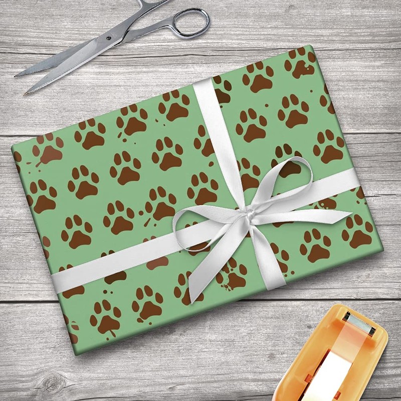 GRAPHICS & MORE Muddy Dog Paw Print Pattern Gift Wrap