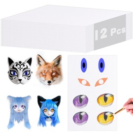 ZALALOVA 12PCS White Fursuit Eyes Mesh Plastic Sheets 0.5MM Hole, 11.8in x 7.87in Waterproof PVC Eyes Mesh Printable for Therian Mask Furry Cosplay Props Fursuit Accessories DIY Painting Craft Making
