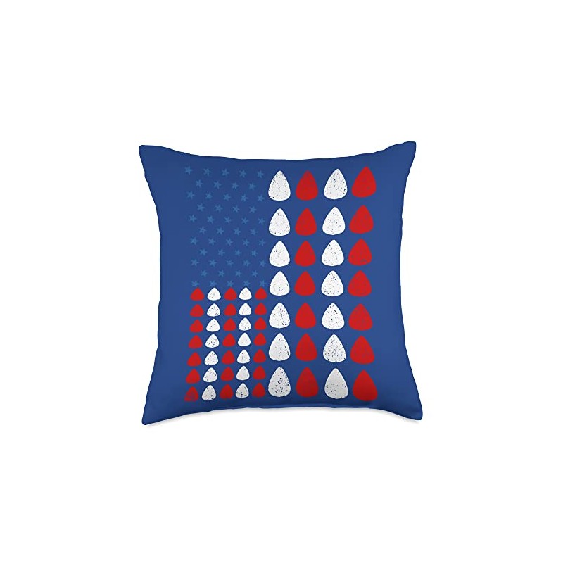 Guitar Picks American Flag Throw Pillow