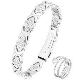 Jeracol Magnetarmband damen mit Magneten – Verstellbares kupferarmband und magnetringe damen aus 99,9 % reinem Kupfer, Geschenkbox