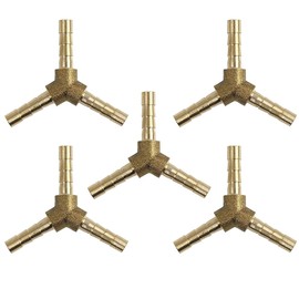 MACHSWON 5pcs 4mm Brass Hose Barb Fitting Y-Shaped 3 Way Water Gas Oil Pipe Connector for Automotive