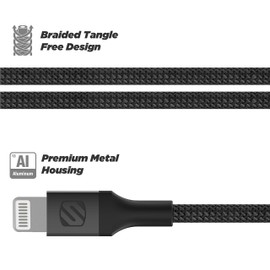 Scosche i3AUXB4SG-SP MFi Certified Hookup Premium Lightning to AUX Braided Audio Cable, 4 Feet, Space Gray