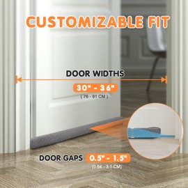 Premium Velvet Under Door Draft Stopper, Door Draft Stoppers for Bottom of Door with Double-Sided Windproof Seal, 36'' Adjustable Gap Filler to Blocks Cold Air, Light, Dust, Noise, Drafts
