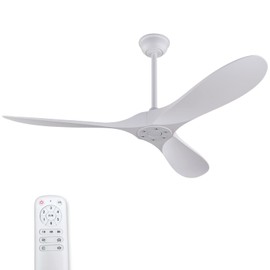 KBZZ 60 Inch Ceiling Fan without Light and Remote Control, 3 ABS Blade White Ceiling Fan, Quiet 6 Speeds DC Motor Ceiling Fan No Light, Indoor Outdoor Ceiling Fans for Patio, Living Room, Bedroom