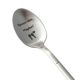 ZINELLO DESIGN - 18/10 stainless steel coffee & dessert spoon engraved "Spoon Me, Maybe" | Original couple gift, Valentine's Day gift idea, breakfast, dishwasher safe