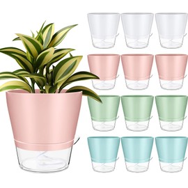 Funnymoom 12 Pack 6 Inch Self Watering Plant Pot Self Watering Planters Indoor Outdoor Flower Pots Planters with Visual Reservoir and Drainage Hole, Bright Colors